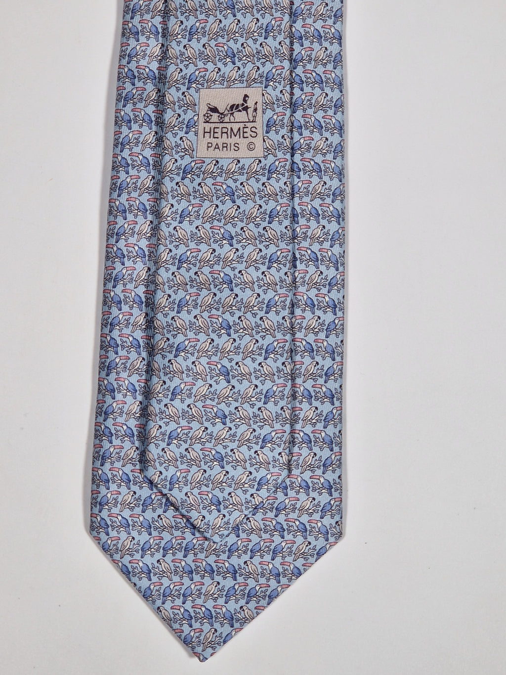 626025 Hermès silk tie blue bird pattern 626025 OA
