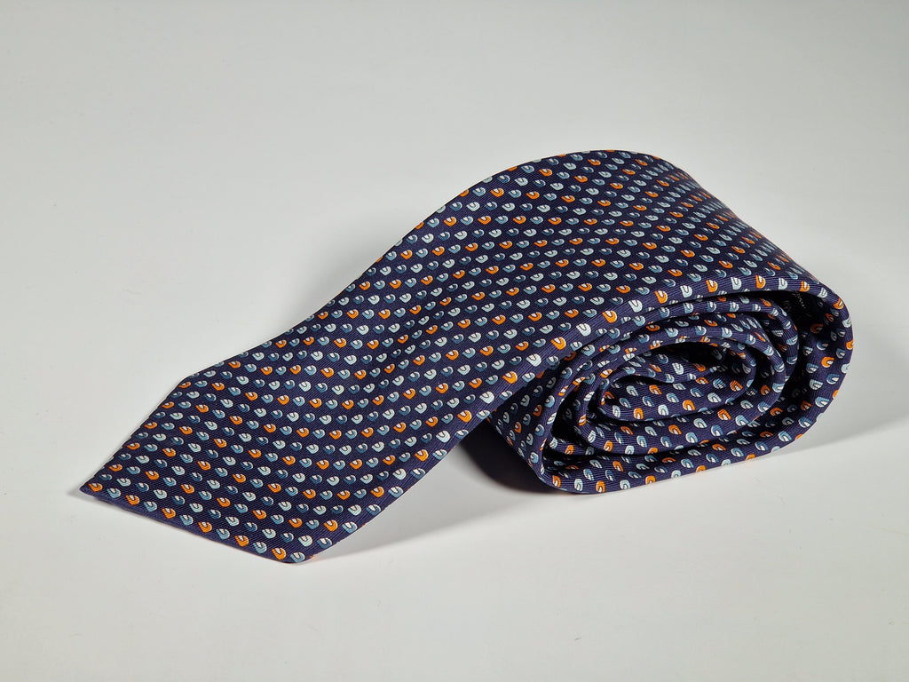 Hermès silk tie blue motorcycle pattern 626089 FA