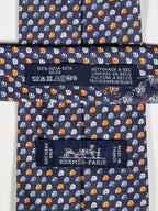 Hermès silk tie blue motorcycle pattern 626089 FA