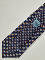 Hermès silk tie blue motorcycle pattern 626089 FA