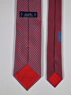 Hermès silk tie red fish and scarf ring whimsical pattern 626142 UA