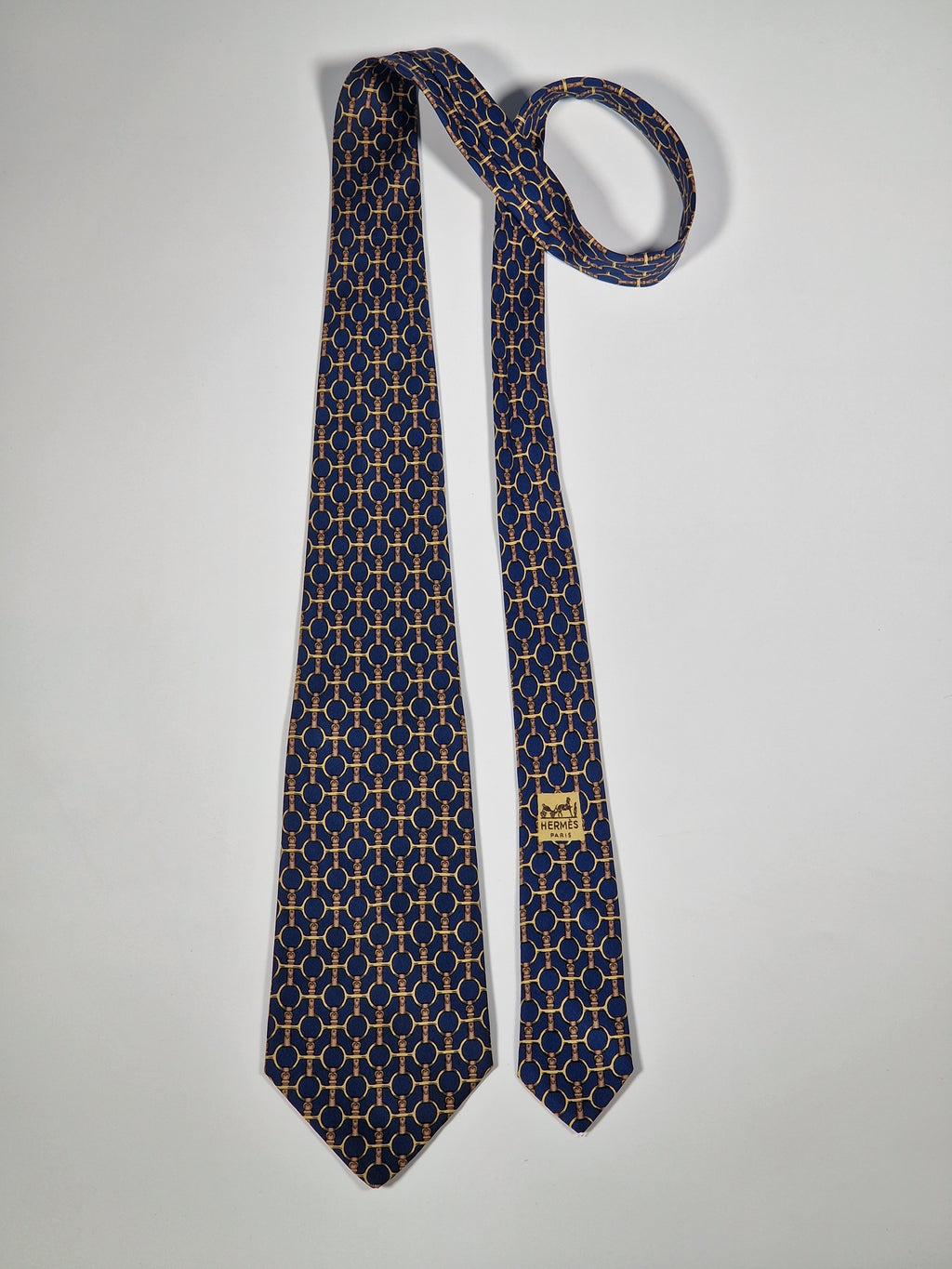 000627 Hermès tie blue equestrian pattern 627 TA