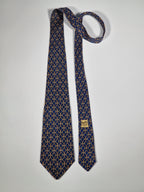 000627 Hermès tie blue equestrian pattern 627 TA