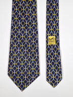 Hermès silk tie blue equstrian pattern 627 TA