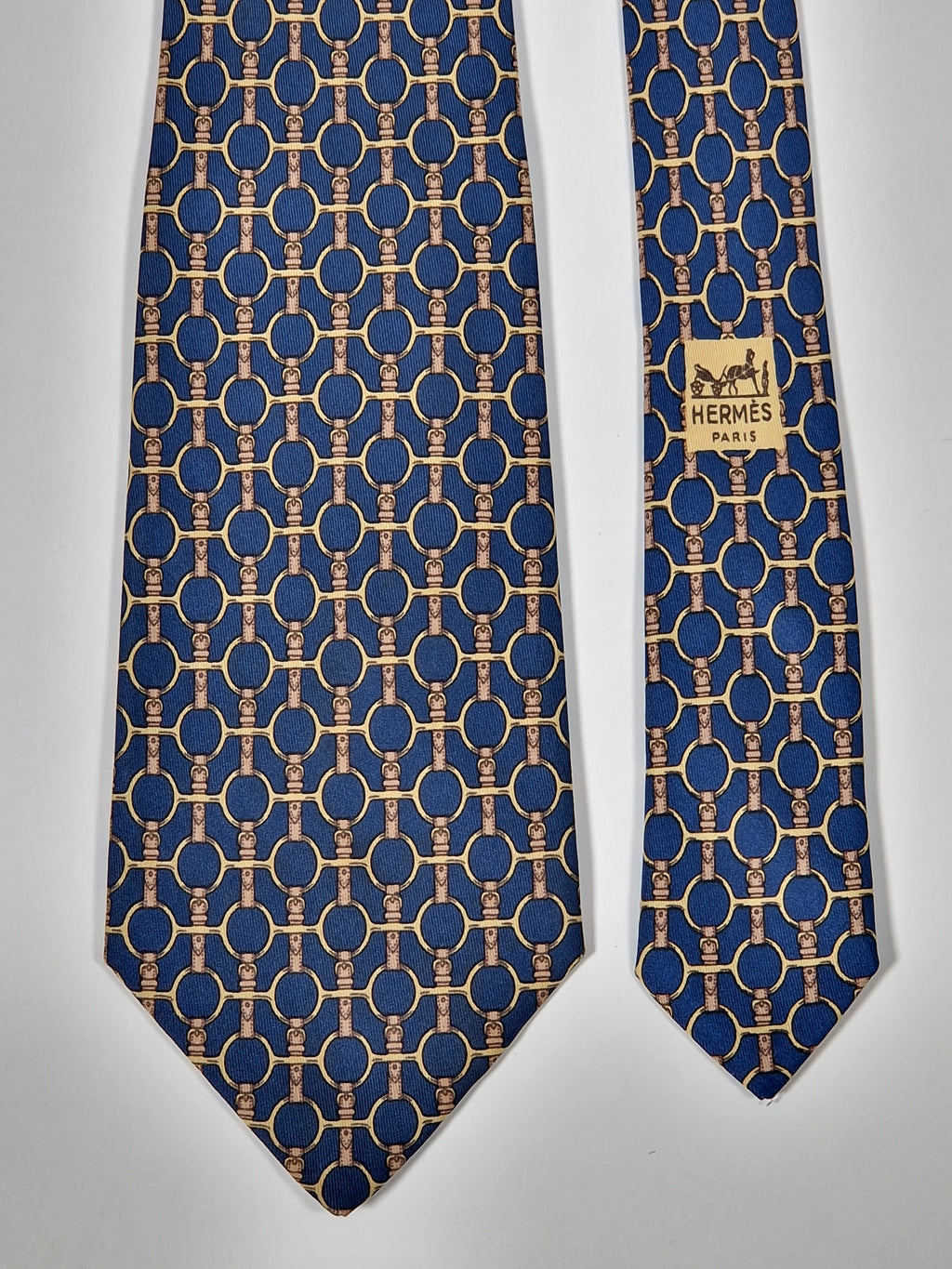 000627 Hermès tie blue equestrian pattern 627 TA