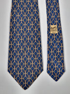 000627 Hermès tie blue equestrian pattern 627 TA