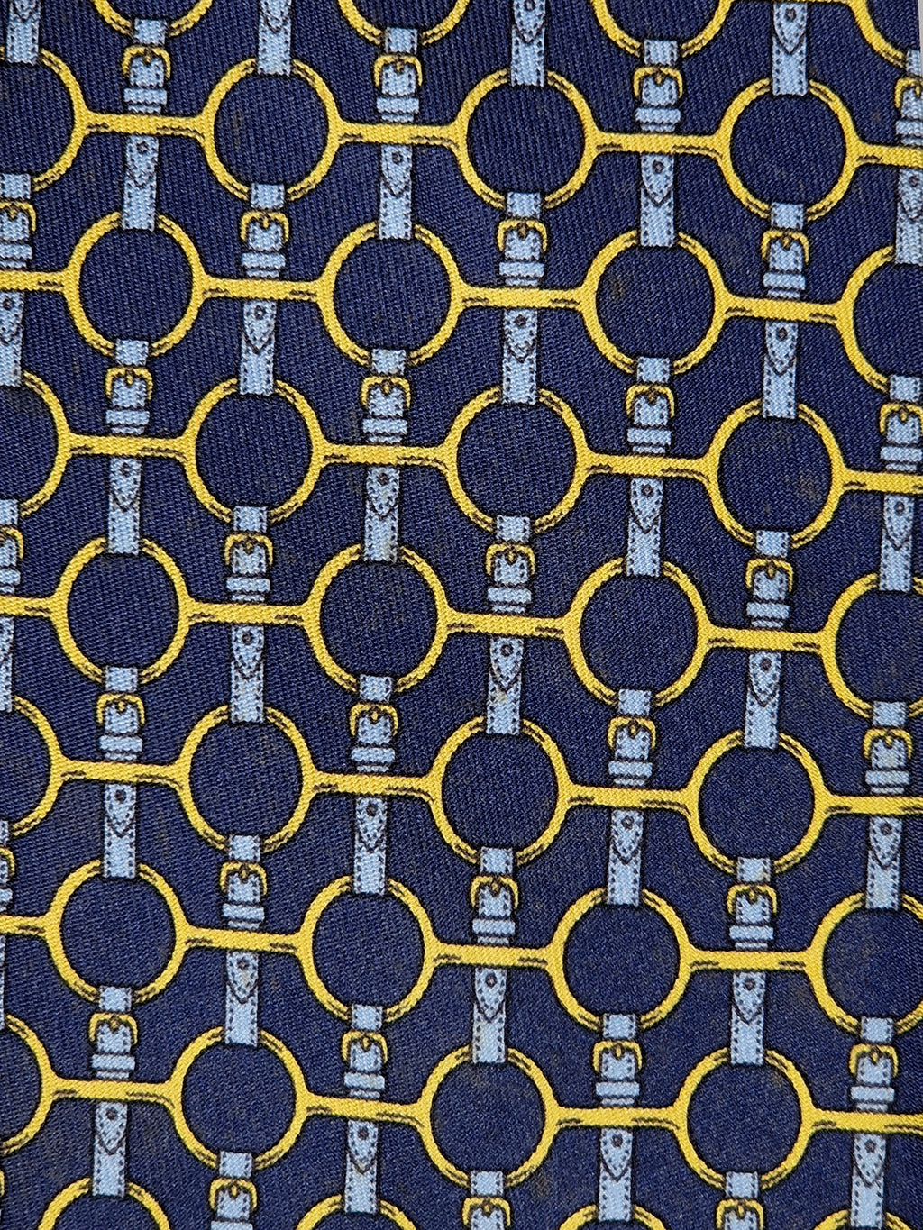 Hermès silk tie blue equstrian pattern 627 TA