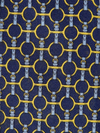 Hermès silk tie blue equstrian pattern 627 TA
