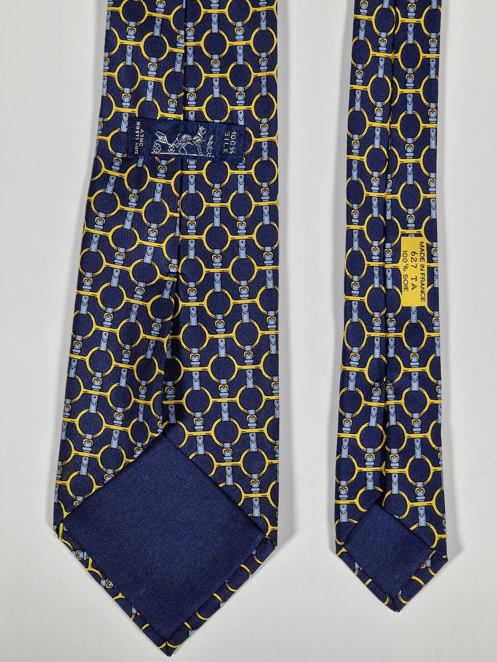 Hermès silk tie blue equstrian pattern 627 TA