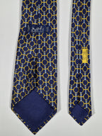 Hermès silk tie blue equstrian pattern 627 TA