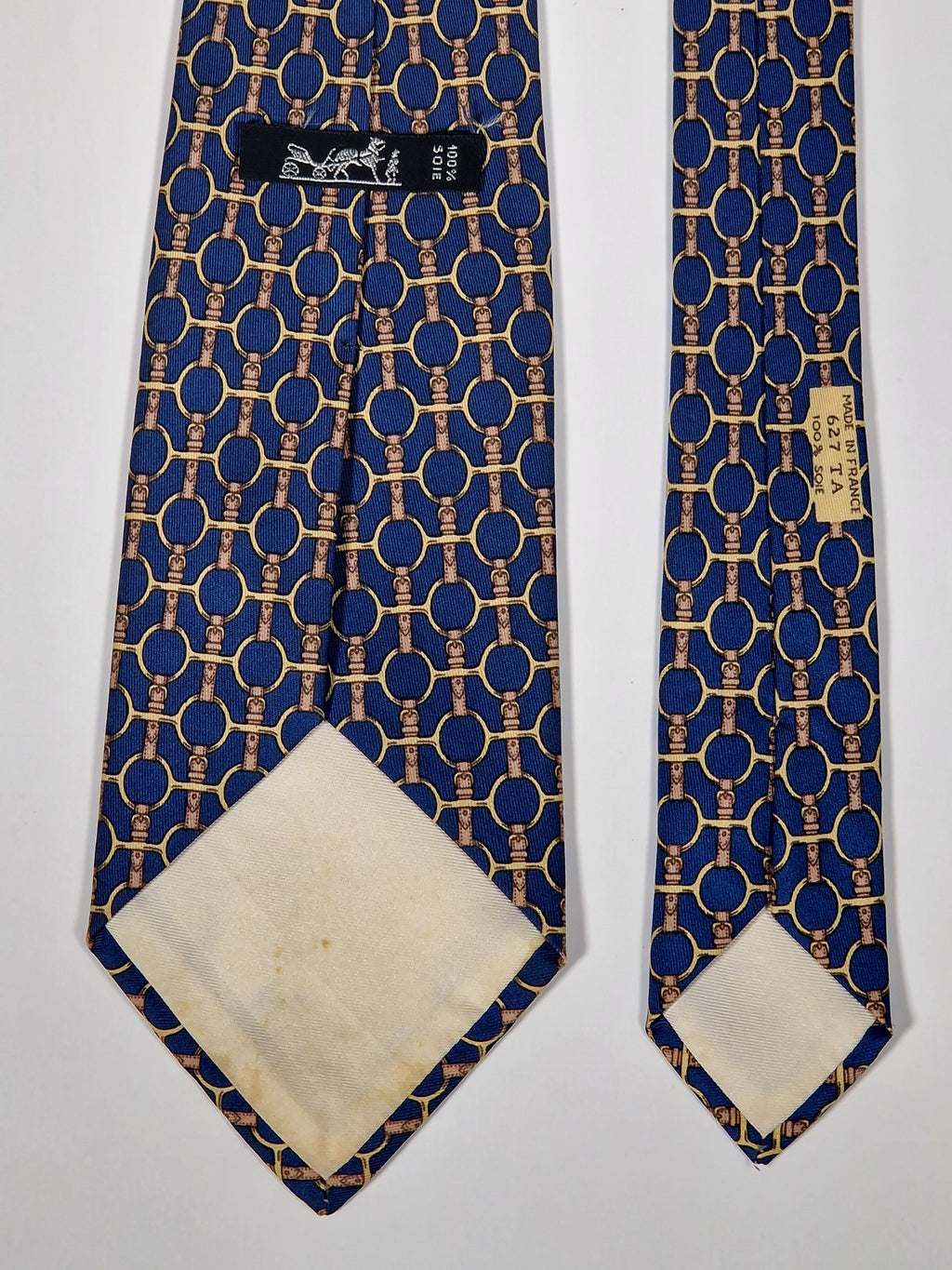 000627 Hermès tie blue equestrian pattern 627 TA