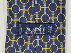Hermès silk tie blue equstrian pattern 627 TA
