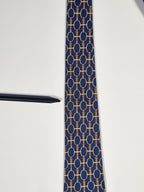 000627 Hermès tie blue equestrian pattern 627 TA
