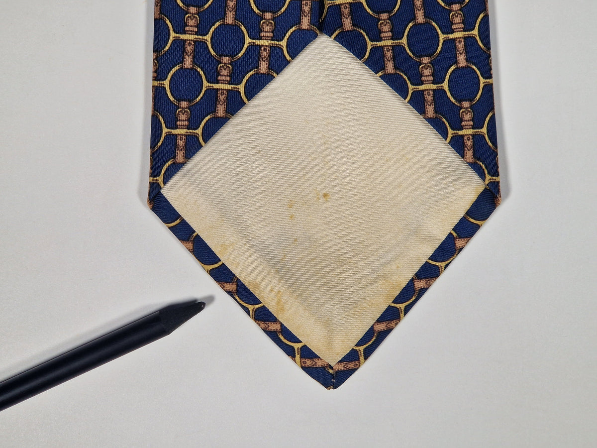 000627 Hermès tie blue equestrian pattern 627 TA
