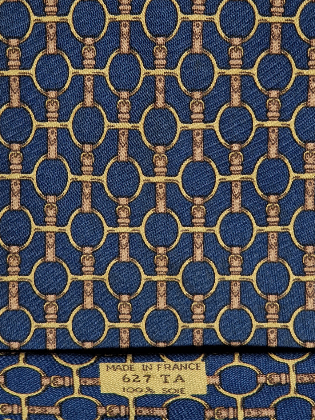 000627 Hermès tie blue equestrian pattern 627 TA