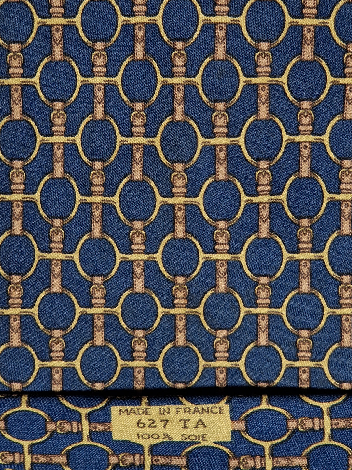 000627 Hermès tie blue equestrian pattern 627 TA