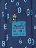 Hermès tie Pandas and scarf rings Hermès 6310 PA tie blue