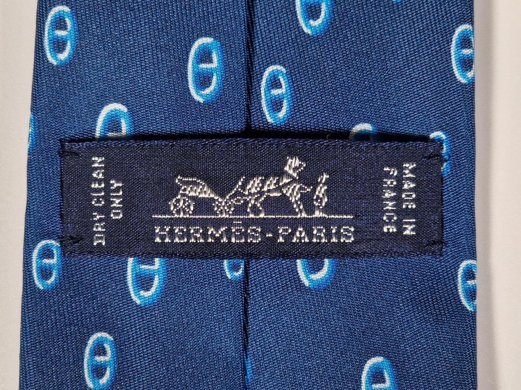 Hermès tie Pandas and scarf rings Hermès 6310 PA tie blue