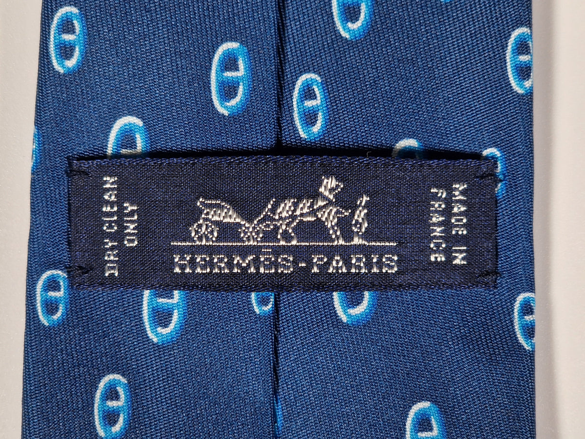 Hermès tie Pandas and scarf rings Hermès 6310 PA tie blue