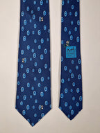 Hermès tie Pandas and scarf rings Hermès 6310 PA tie blue