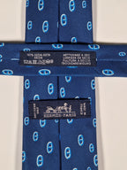 Hermès tie Pandas and scarf rings Hermès 6310 PA tie blue