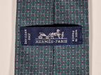 Hermès silk tie green chain pattern and sailboat 6323 PA