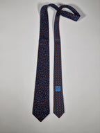 Hermès silk tie blue equestrian pattern Hermès 6338 HA tie blue
