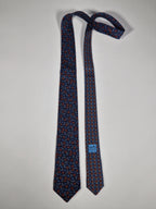 Hermès silk tie blue equestrian pattern Hermès 6338 HA tie blue