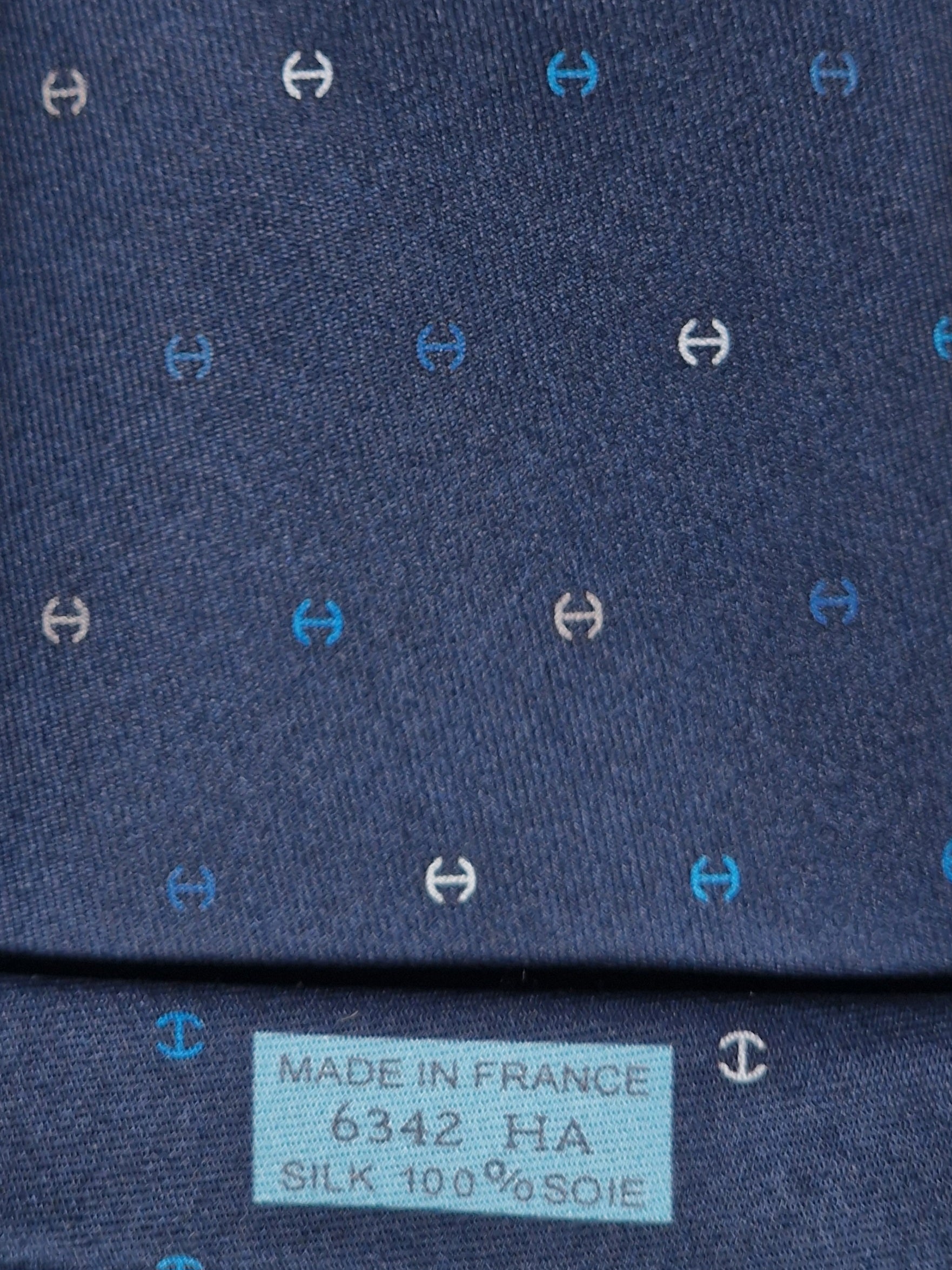 Hermès silk tie blue H pattern 6342 HA