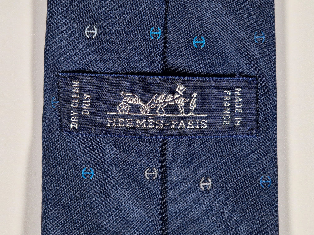 Hermès silk tie blue H pattern 6342 HA