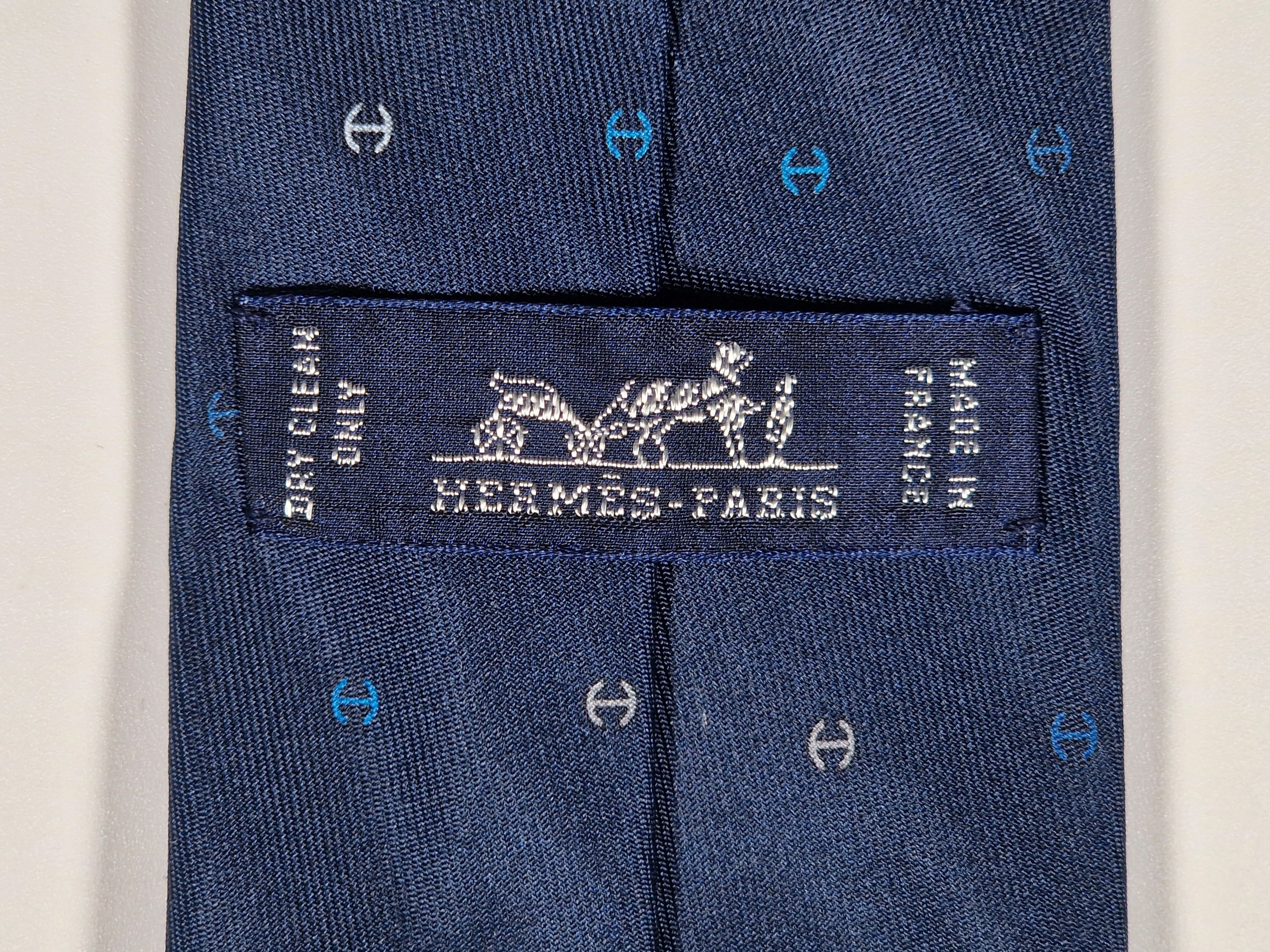 Hermès silk tie blue H pattern 6342 HA