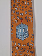 Hermès silk tie orange quincaillerie du faub pattern 6354 HA with box