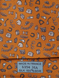 Hermès silk tie orange quincaillerie du faub pattern 6354 HA with box
