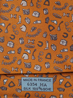 Hermès silk tie orange quincaillerie du faub pattern 6354 HA with box