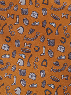 Hermès silk tie orange quincaillerie du faub pattern 6354 HA with box