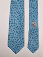 Hermès silk tie blue equestrian horse jumping 6362 HA