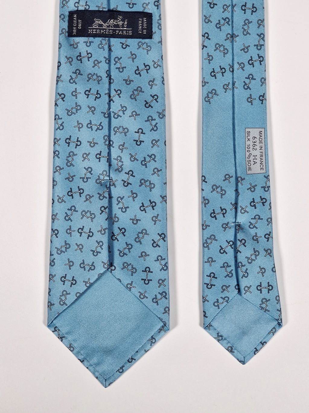 Hermès silk tie blue equestrian horse jumping 6362 HA