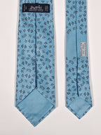 Hermès silk tie blue equestrian horse jumping 6362 HA