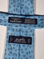 Hermès silk tie blue equestrian horse jumping 6362 HA