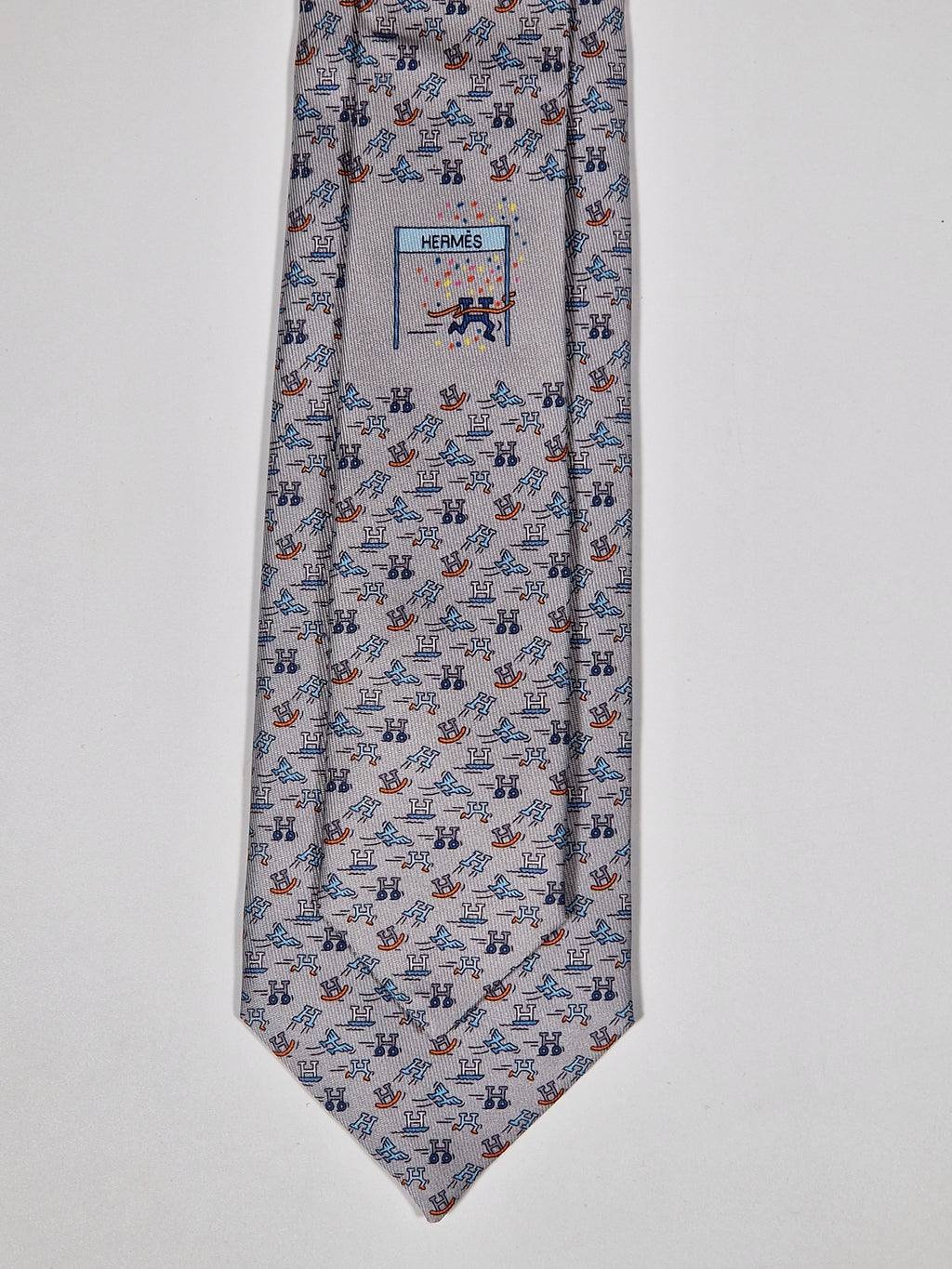 006364 Hermès tie grey Whimsical H pattern 6364 HA