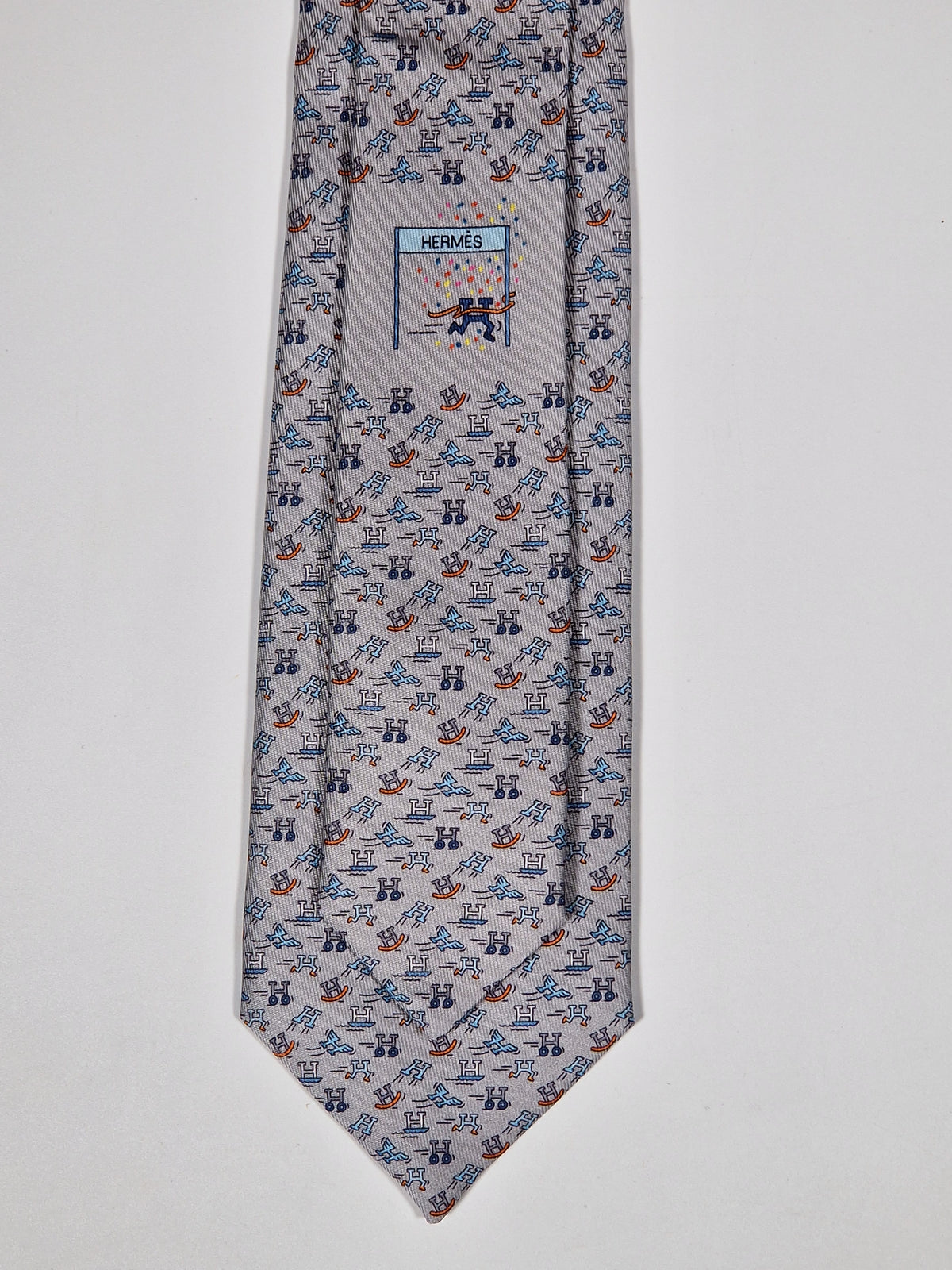 006364 Hermès tie grey Whimsical H pattern 6364 HA