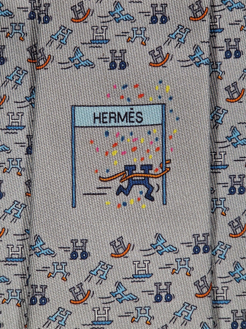 006364 Hermès tie grey Whimsical H pattern 6364 HA