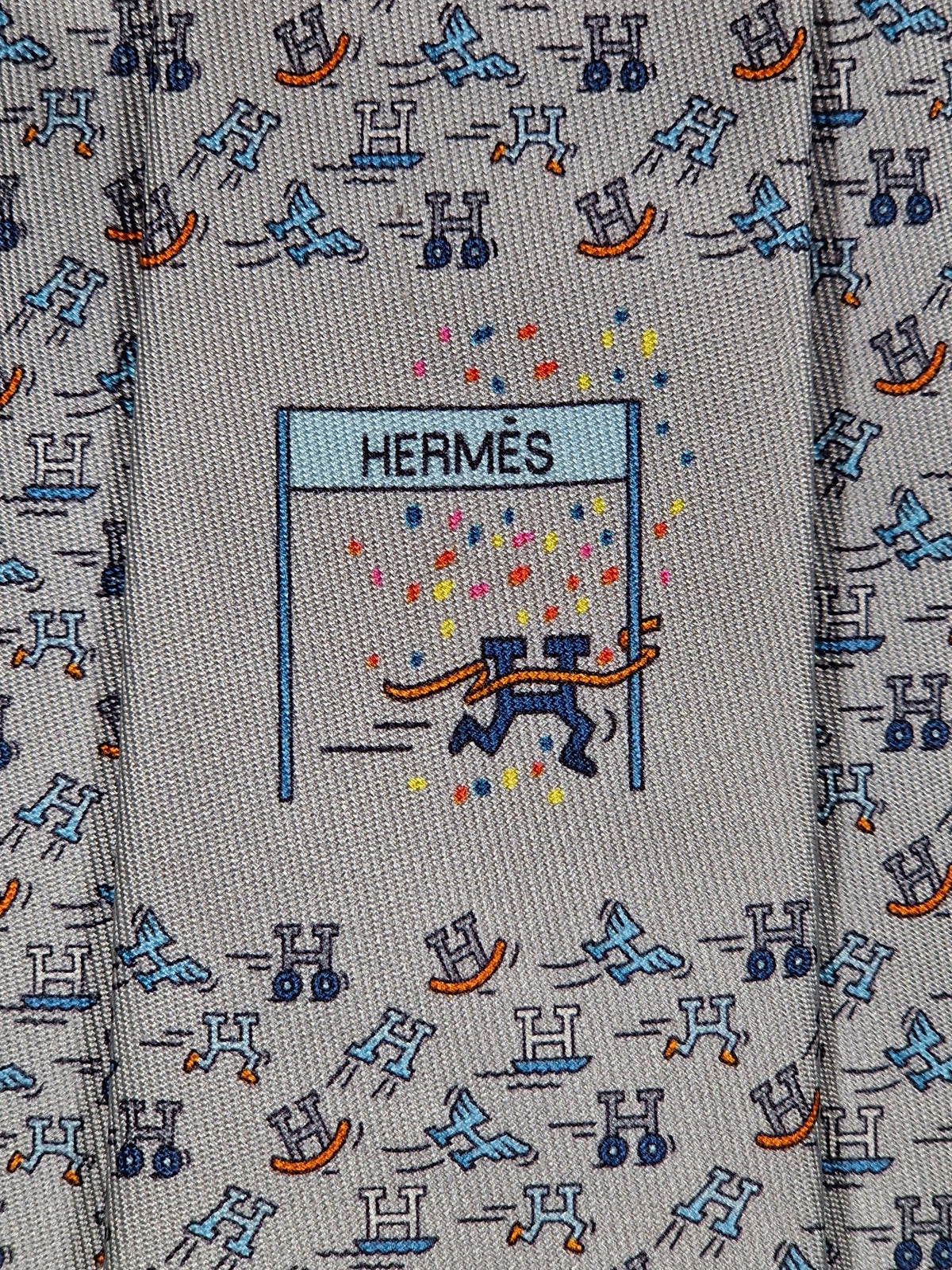 006364 Hermès tie grey Whimsical H pattern 6364 HA