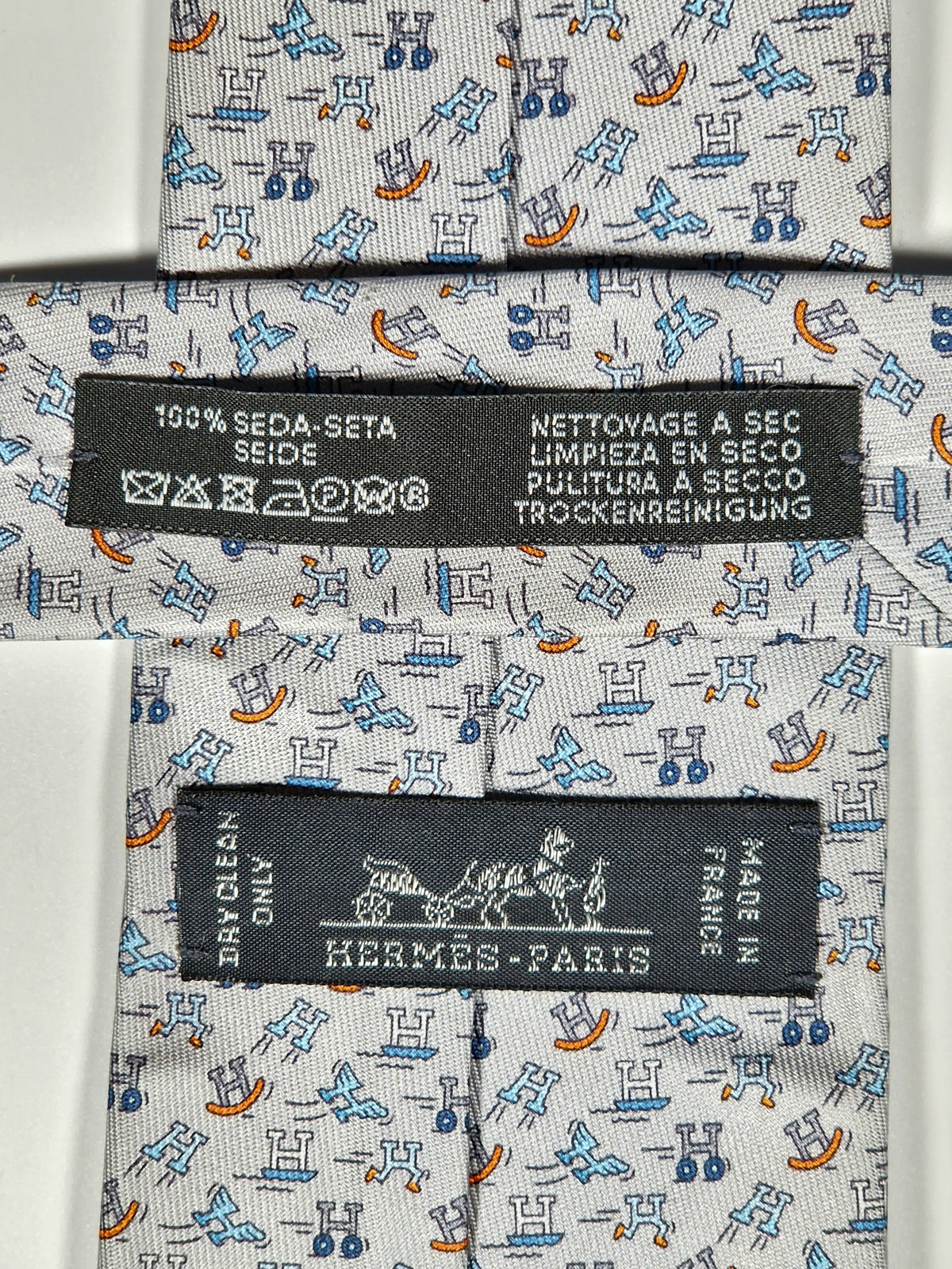 006364 Hermès tie grey Whimsical H pattern 6364 HA