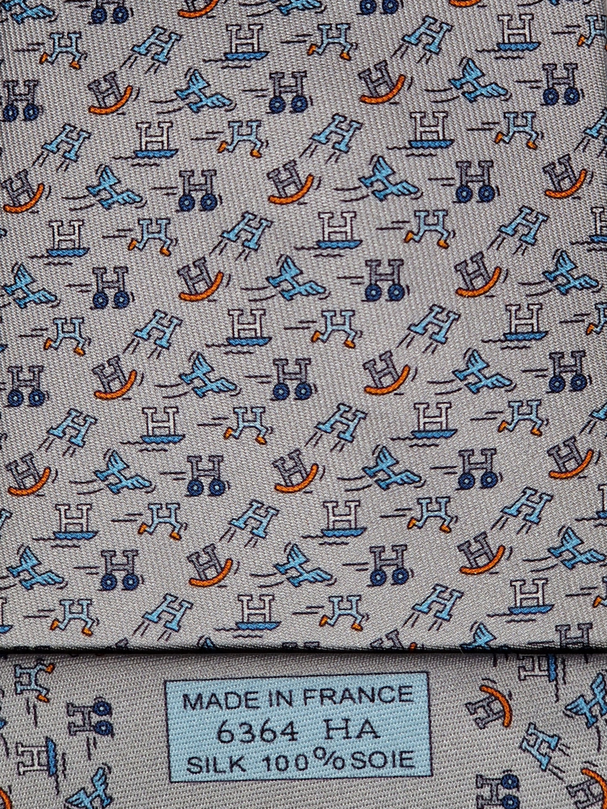 006364 Hermès tie grey Whimsical H pattern 6364 HA