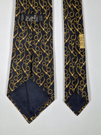 Hermès silk tie black equestrian pattern 643 TA