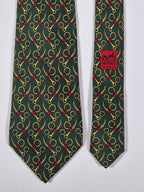 Hermès silk tie gren equstrian pattern Hermès 643 TA tie green