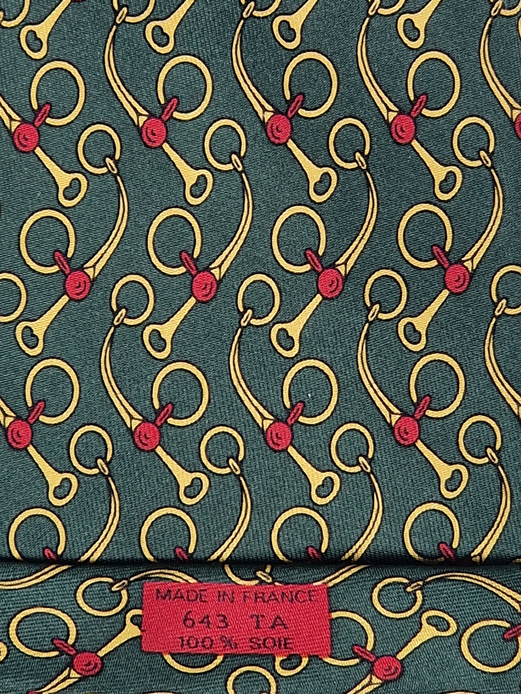 Hermès silk tie gren equstrian pattern Hermès 643 TA tie green