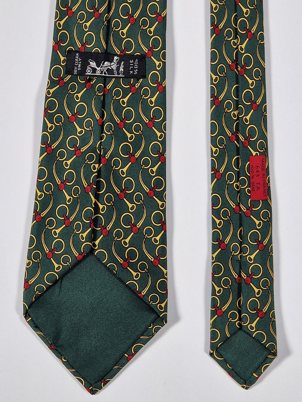 Hermès silk tie gren equstrian pattern Hermès 643 TA tie green