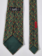 Hermès silk tie gren equstrian pattern Hermès 643 TA tie green